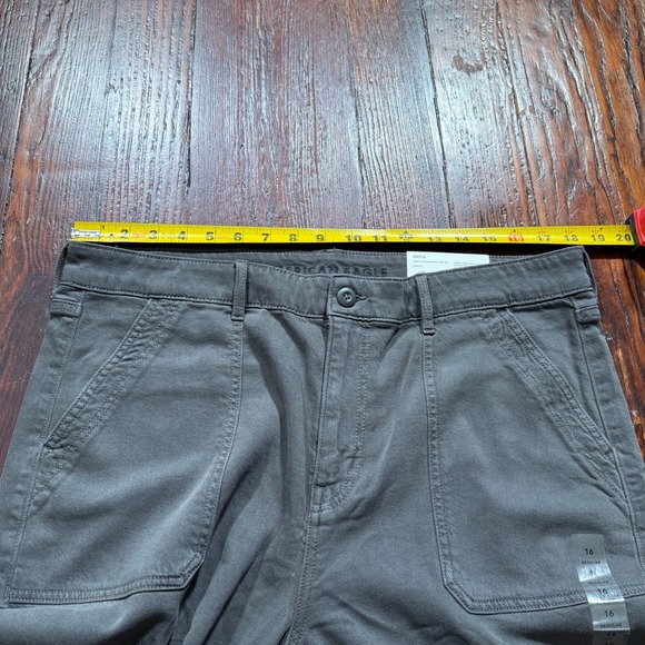 NWT American Eagle Pants Womans 16 Gray Super High Rise Baggy Wide Leg Stretch - Picture 8 of 16